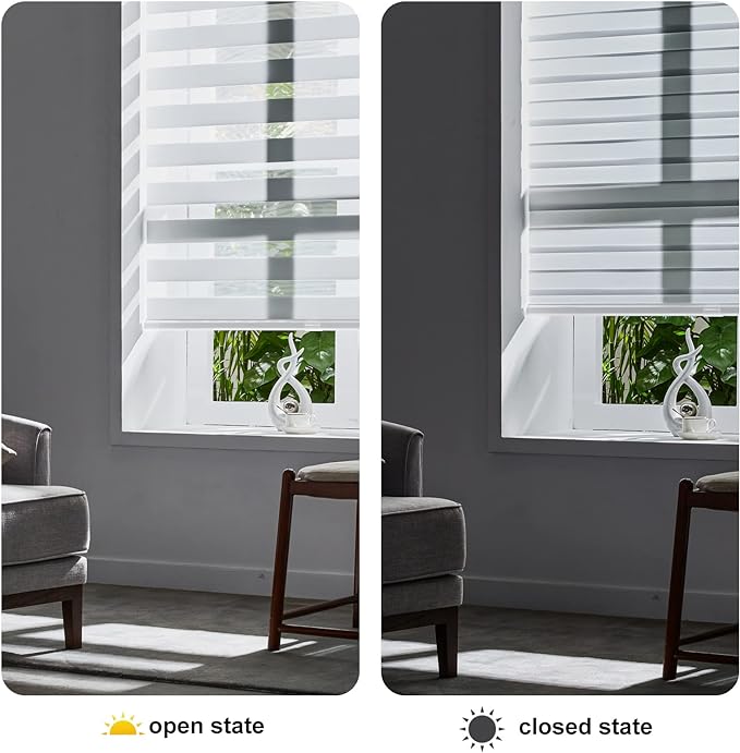 Persilux Cordless Zebra Blinds for Indoor Windows, Free-Stop Zebra Blinds