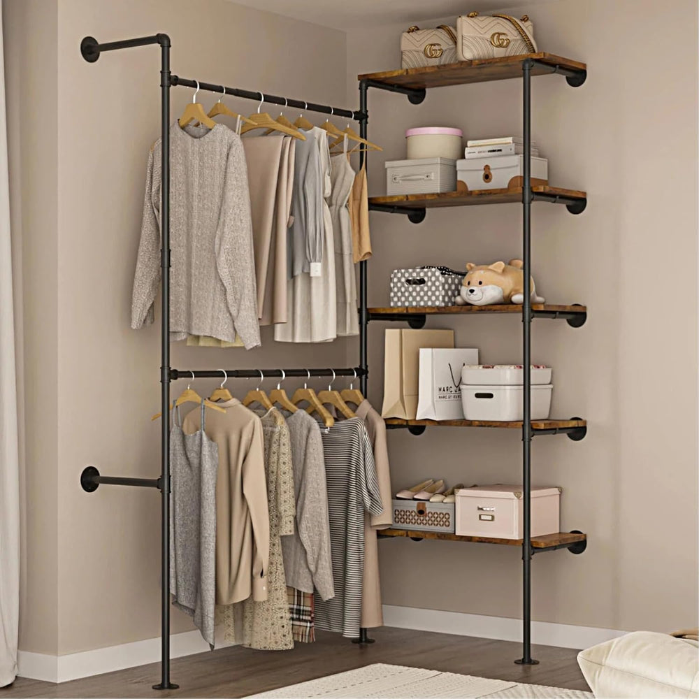 Expandable Industrial Pipe Clothes Rack,Corner Garment Rack