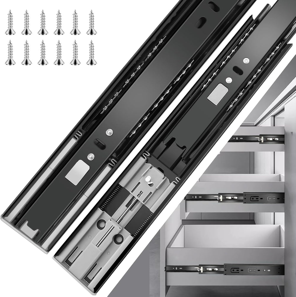 10 inch Drawer Slides 6 Pairs (12pcs) Soft Close 3 fold Full Extension Side M...