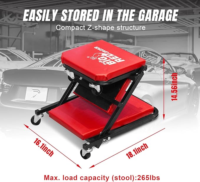 BIG RED ATR6036ZER 36" Foldable Z-Creeper Seat: 2-in-1 Garage Shop Creeper