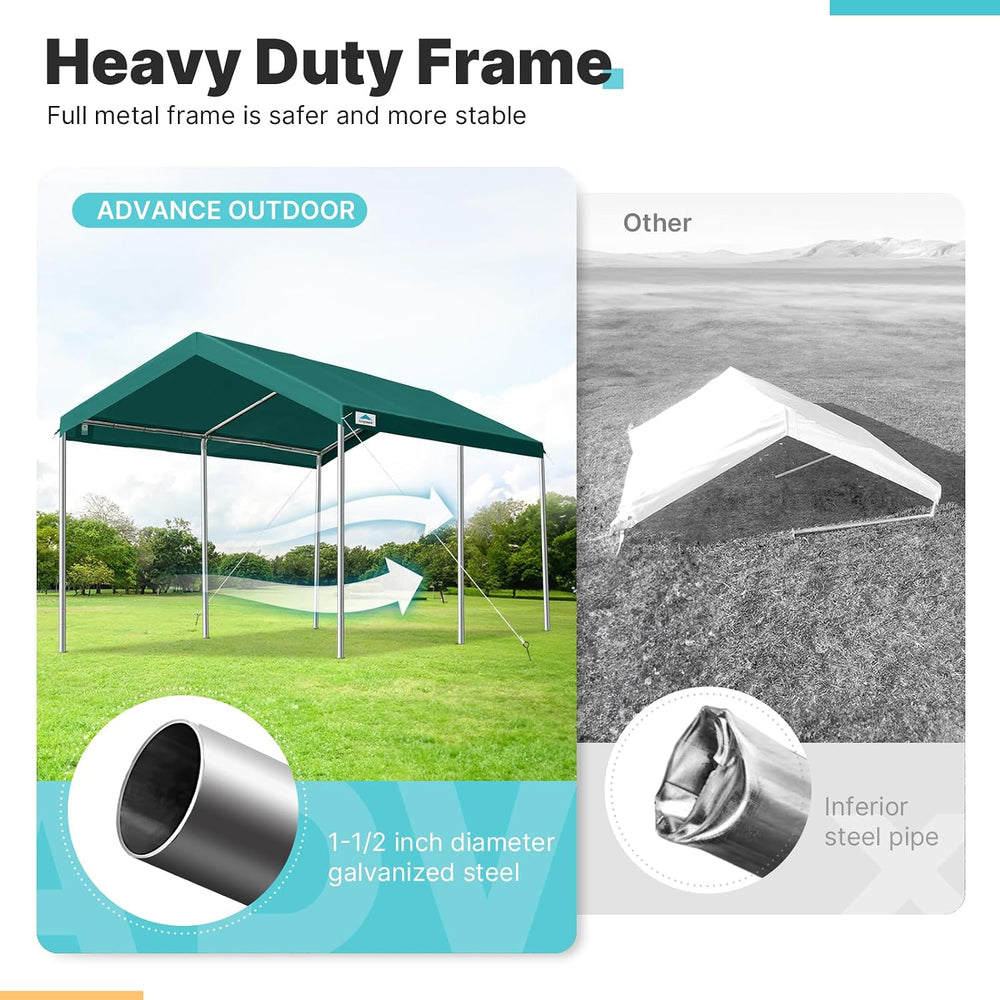 ADVANCE OUTDOOR 10x15 ft Heavy Duty Carport Potable Car Canopy Garage Party T...