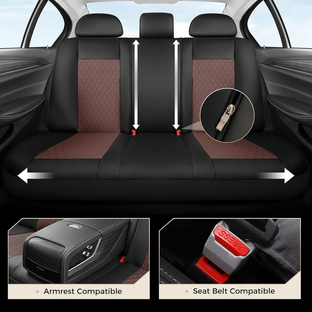 Coverado Car Seat Covers Full Set, Leather Seat Covers for Front and Back Sea...