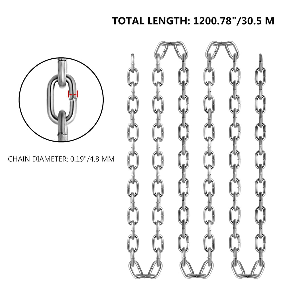 VEVOR Grade 30 Chain 3/16 Inch by 100Ft Length Grade 30 Proof Coil Chain Zinc...