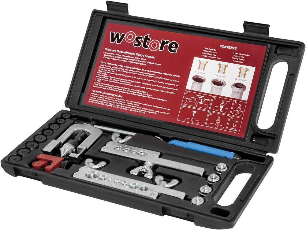 Brake Line Flare Kit, SAE Double & ISO Bubble, 7 Dies 3/16-5/8"