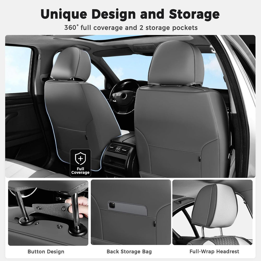 Huidasource Leather Car Seat Covers Full Set 5 Seats, Waterproof Faux Leather...