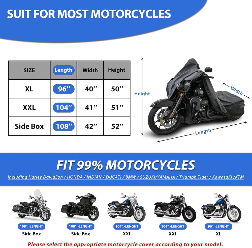 Motorcycle Cover for Harley Davidson Touring Waterproof Heavy Duty