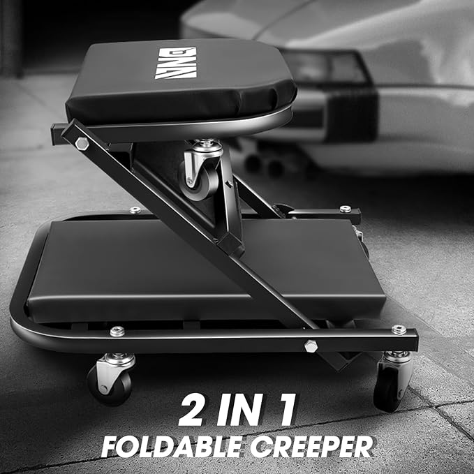 DNA MOTORING 40 Inches Folding 2 in 1 Rolling Z Creeper, Adjustable Roller (6...