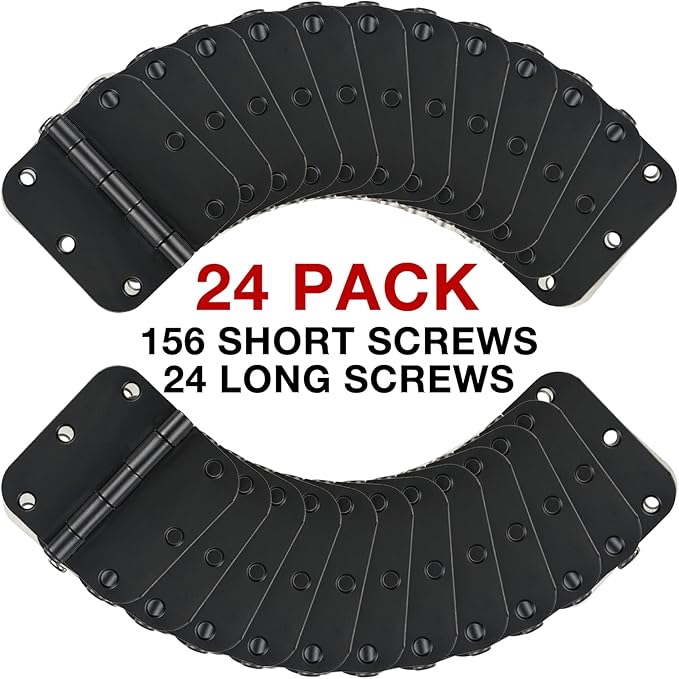 24 Pack Matte Black Door Hinges 3.5 x 3.5 Inch Interior 3 1/2 Inch Door Hinges