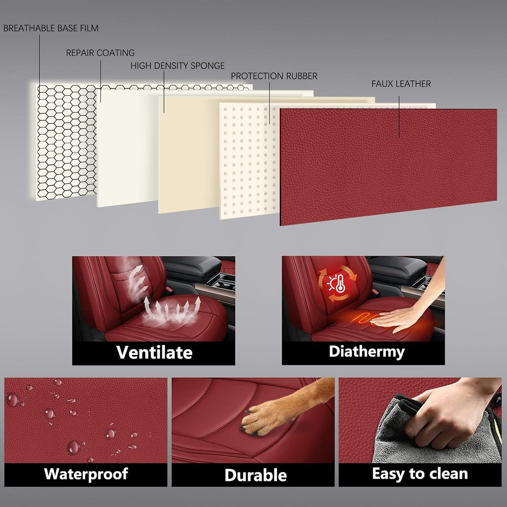 Leather Car Seat Covers Full Set,Universal Fit for Most Cars,SUVs and Sedans,...