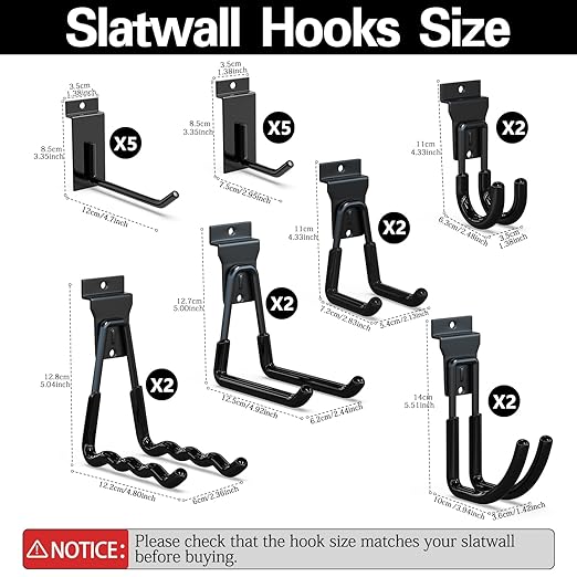 3-H Slatwall Accessories 20 Pack, Single and Double Slatwall Hooks & Hangers