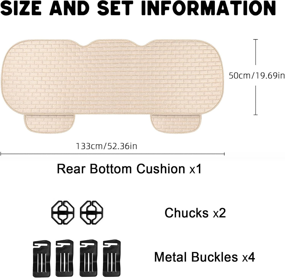 Beige Linen Back Seat Cover, Rear Car Seat Cover for Cars Truck SUV