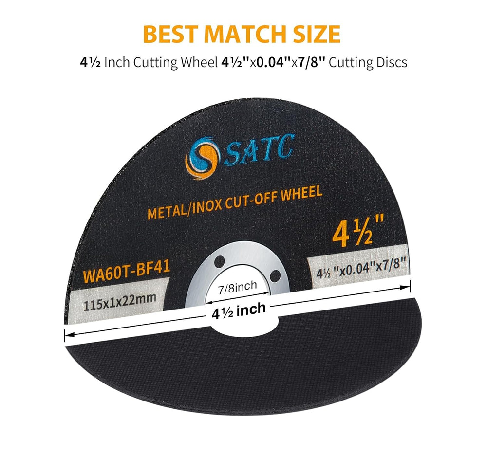 S SATC 100 PCS Cut Off Wheel 4.5" x.040 x7/8" Angle Grinder Cutting...