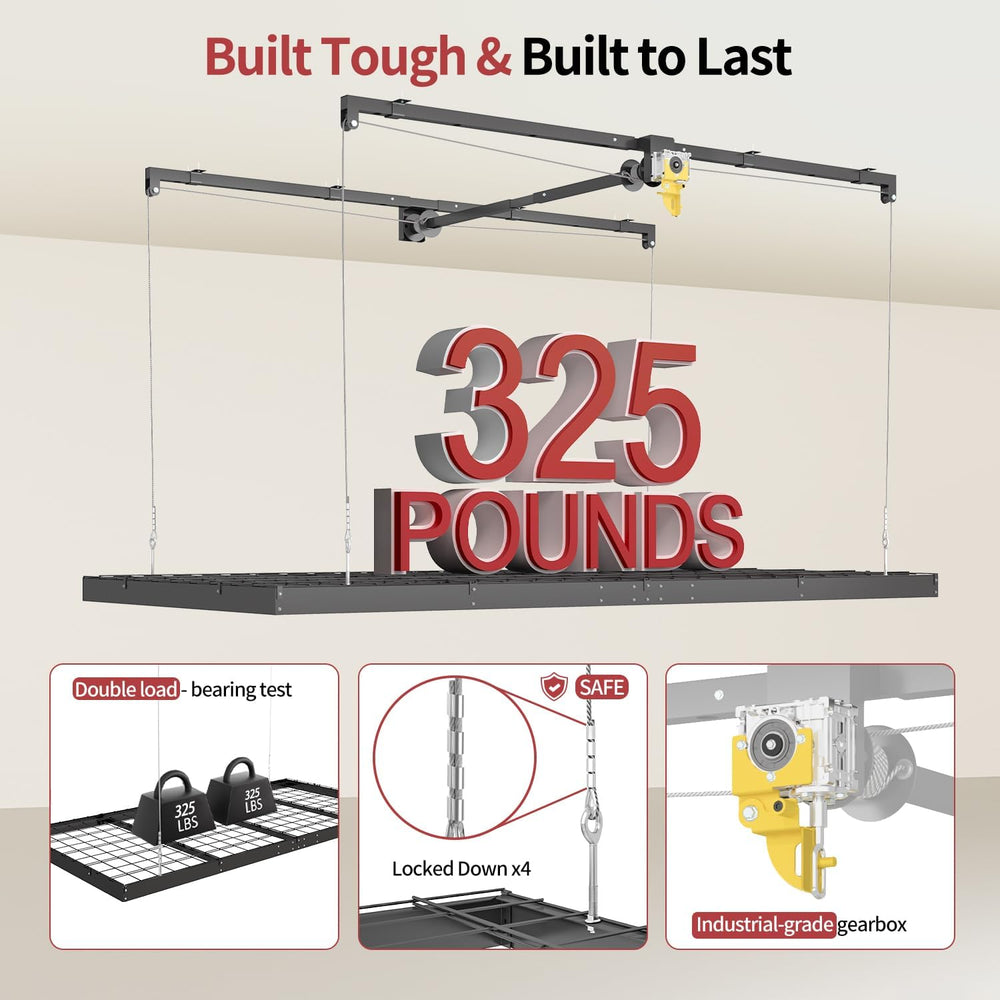 Garage Ceiling Storage Racks โ 4x8 FT Overhead Garage Storage Rack with Safet...