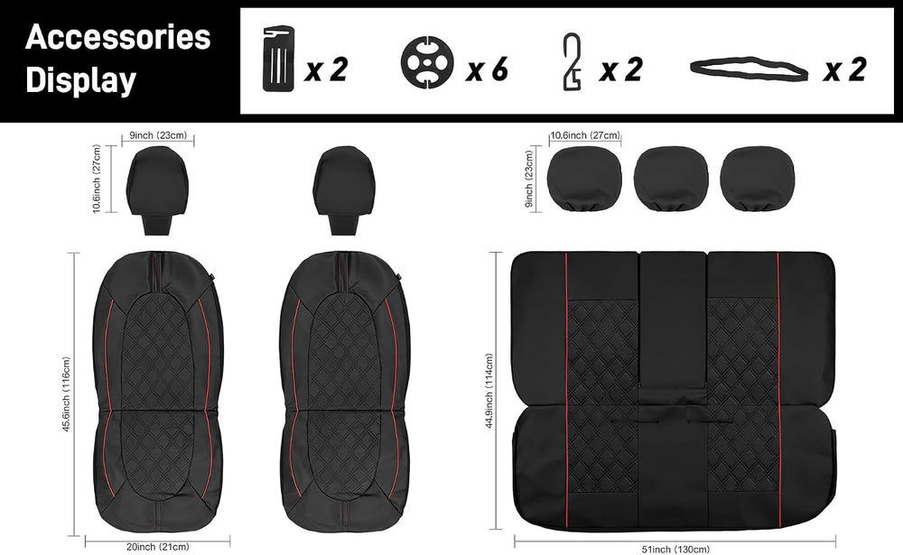 Luxury PU Leather Car Seat Covers Front Set - Anti-Stain Waterproof Automotiv...