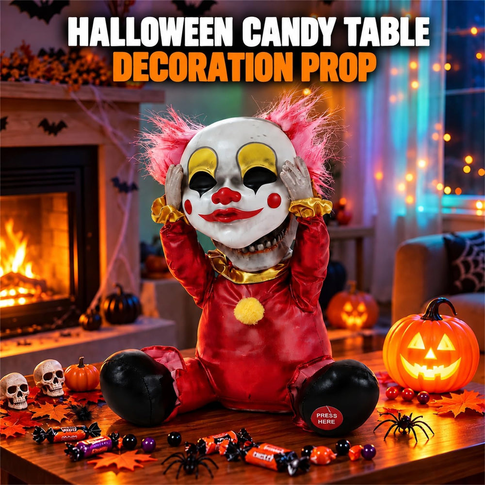 Quntis 13Inch Halloween Animatronic Clown with Sound & Touch Activated, F...
