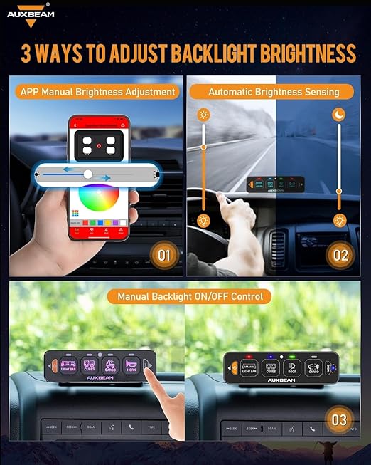 Auxbeam 4 Gang Slim Switch Panel Bluetooth RGB AS-400