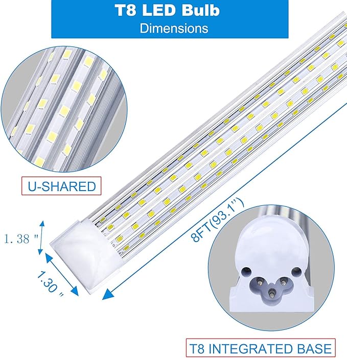 8FT LED Shop Light, Super Bright 120W Shop Lights, 19800LM 5000K 8 Foot Led (...