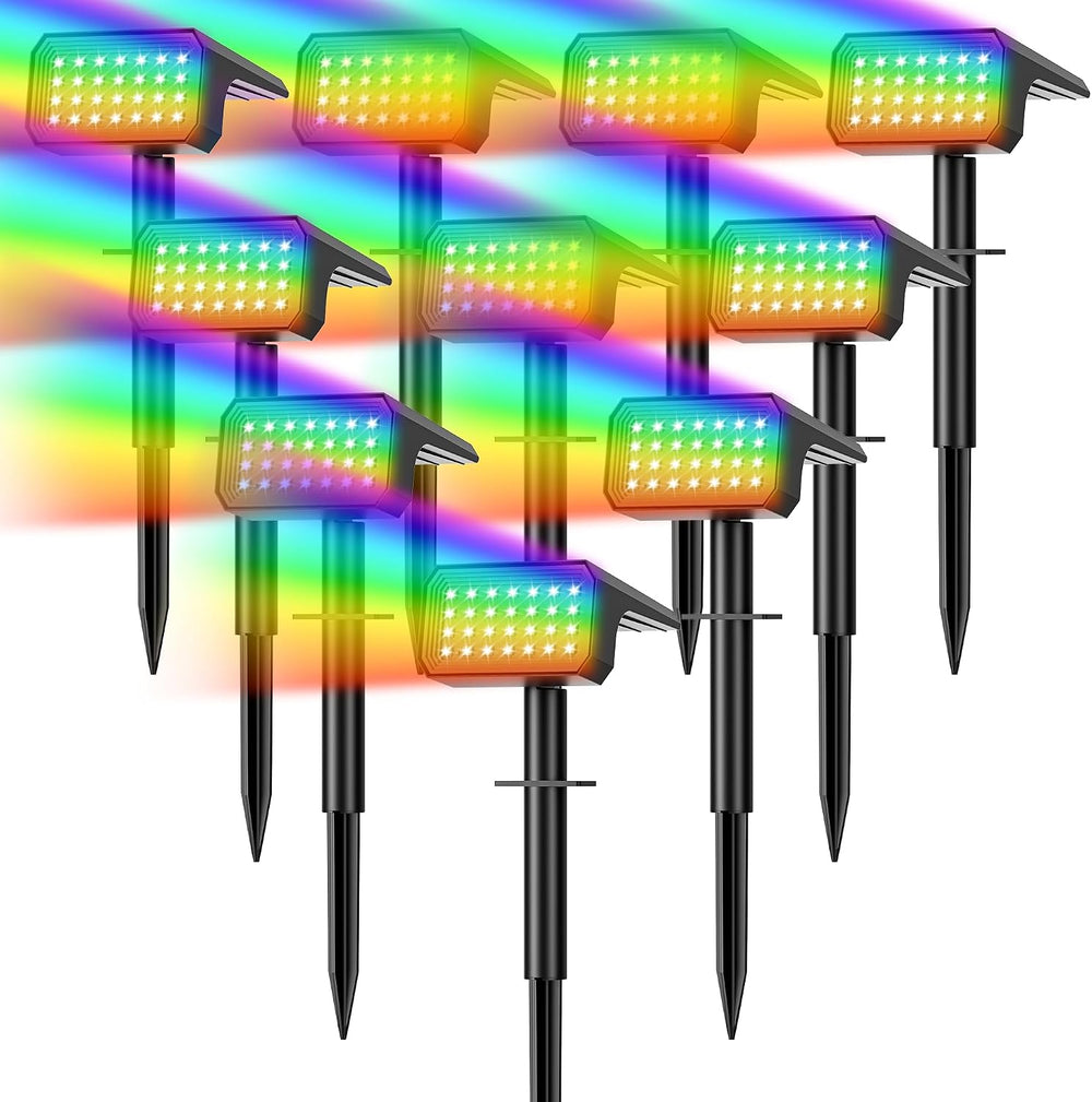 Halloween Solar Spot Lights Outdoor Waterproof, 10 Pack, 28 LED RGB
