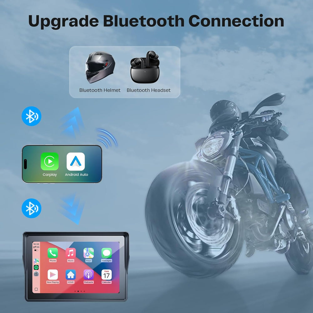 WonVon 5 Inch Motorcycle Carplay GPS Navigation System with Apple Carplay and...