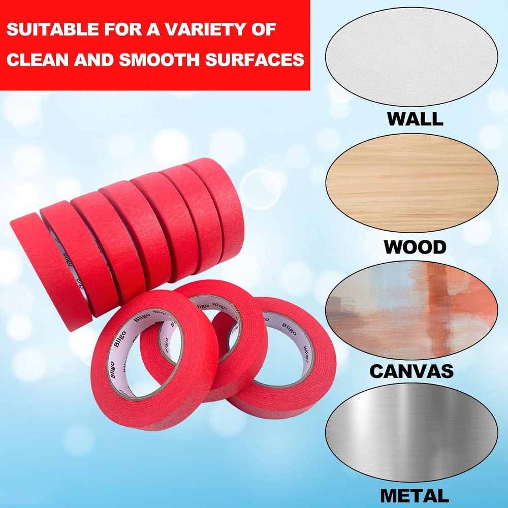 10 Pack Red Painters Tape Medium Adhesive 1 Inch x 55 Yards