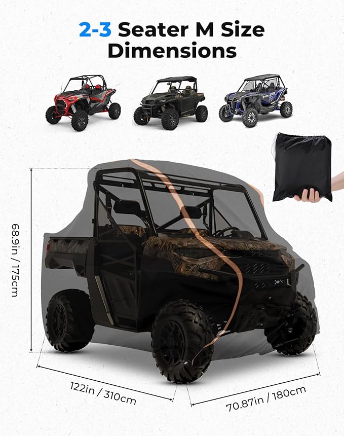 KEMIMOTO UTV Cover 2 Seater Heavy Duty Medium Size Compatible