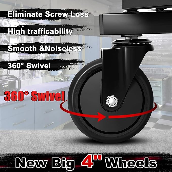 Rolling Stool with Wheels, Adjustable Height Pneumatic Garage Work Mechanic
