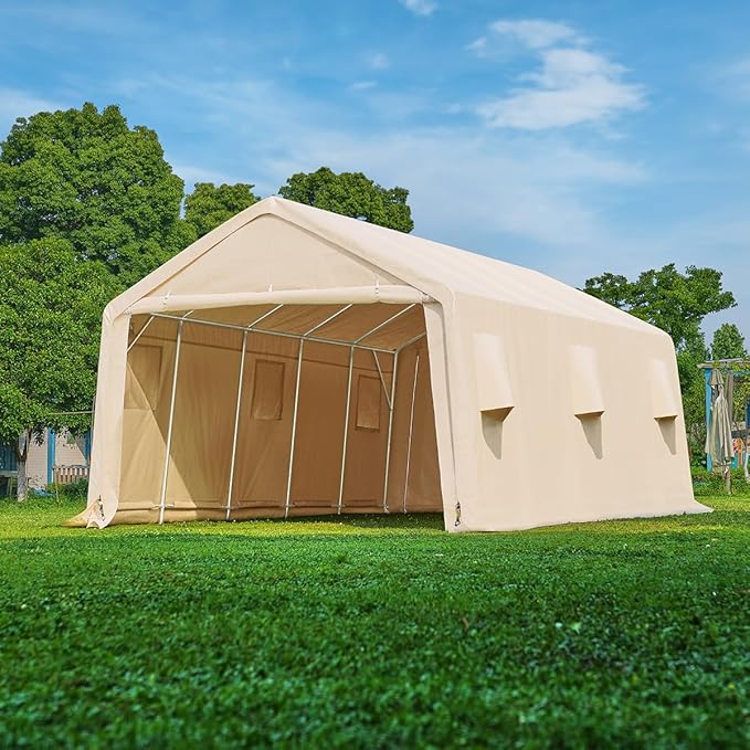 ADVANCE OUTDOOR 13x20 ft Carport 2 Roll up Doors & Vents Outdoor Portable