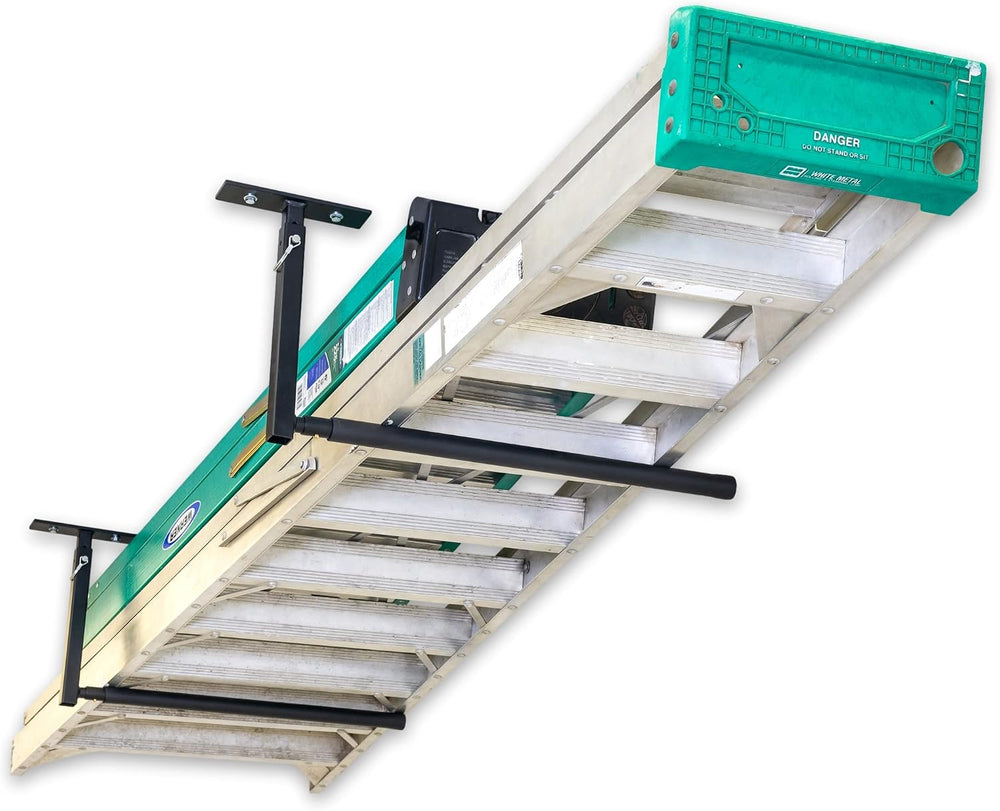 StoreYourBoard Adjustable Overhead Ladder Rack โ Garage Organizer Ladder Shel...