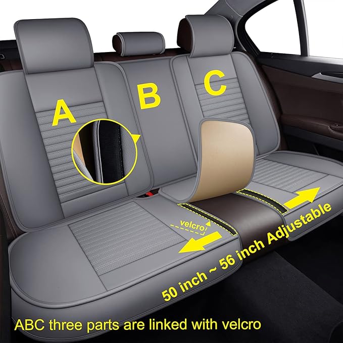 LINGVIDO Car Seat Covers, Breathable and Waterproof Faux Leather Automotive
