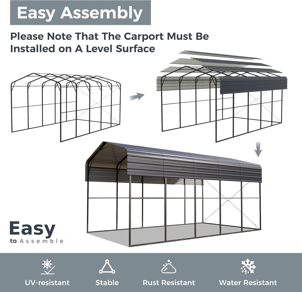 14x25x13 ft Metal RV Carport Heavy Duty Canopy Garage Shelter