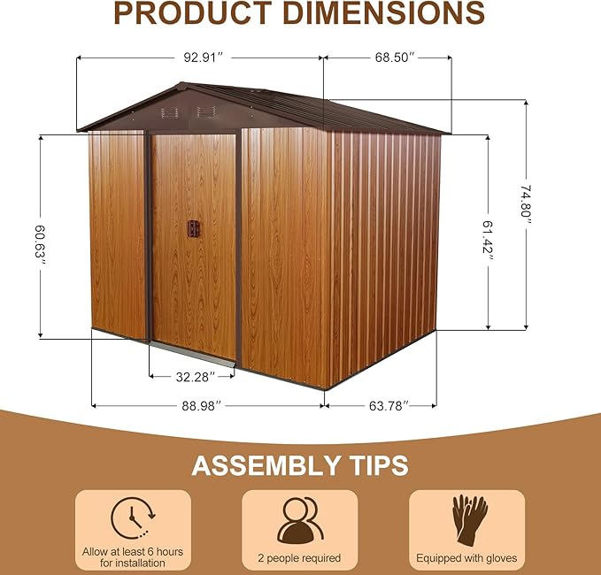 8x6 FT Outdoor Storage Shed, Metal Shed