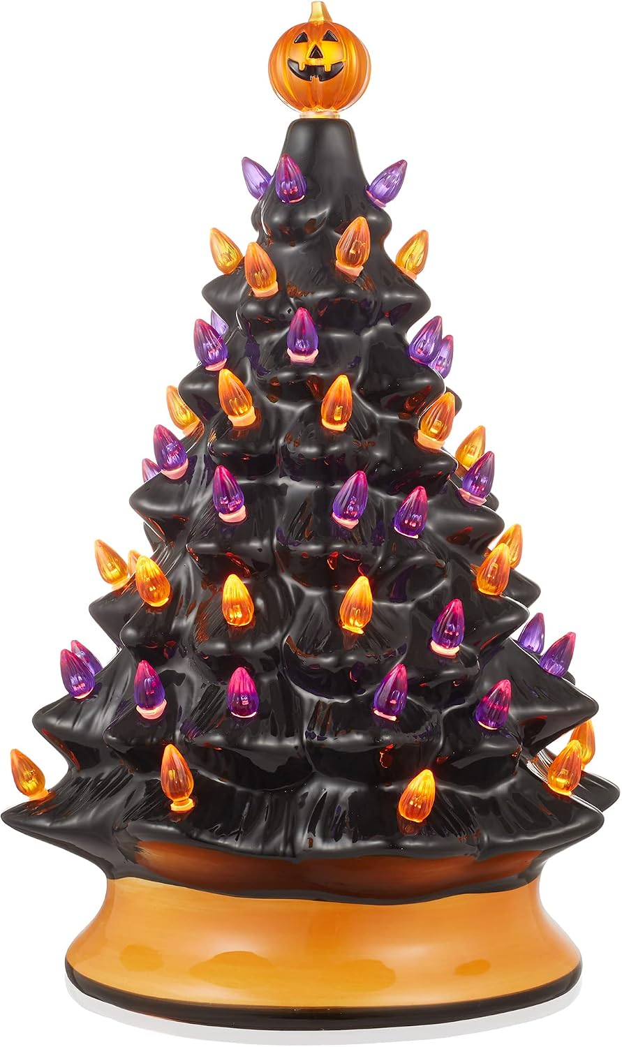 Casafield Hand-Painted Ceramic Halloween Tree, 15-Inch Pre-Lit Decoration wit...
