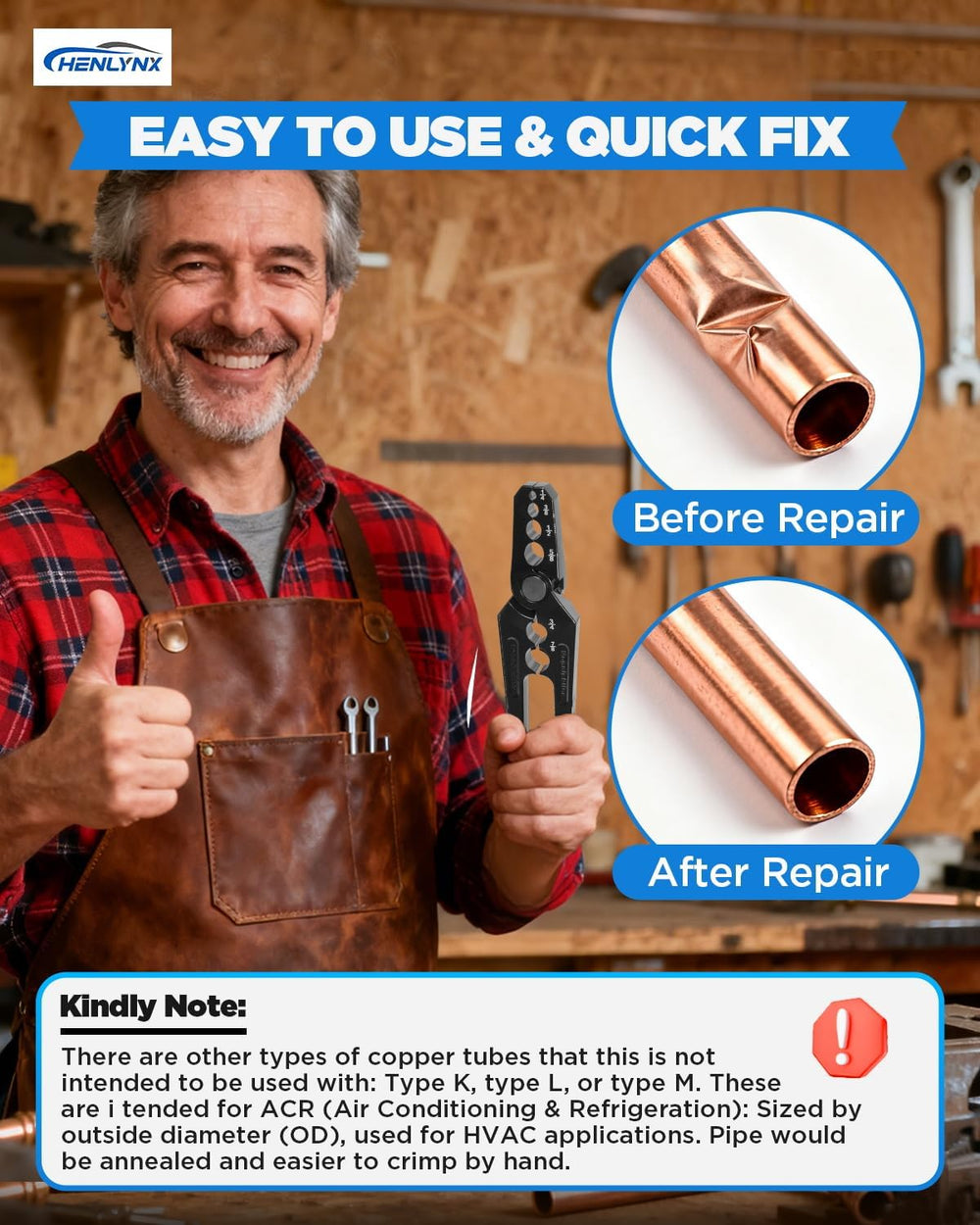Manual Copper Tube Rounder - 6 Hole Pipe Repair Pliers for 1/4" 3/8"...