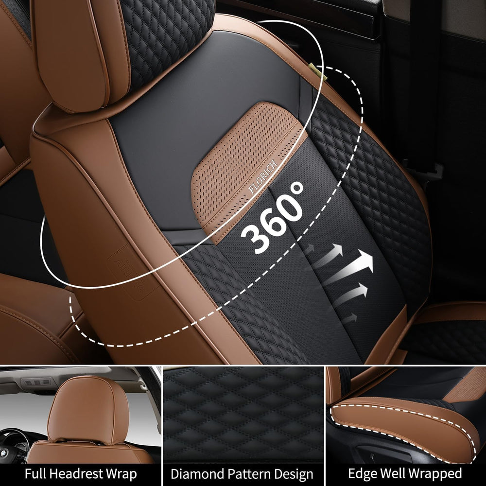 Car Seat Covers Front Seats Only, Luxury Leather Seat Covers Universal Anti-S...
