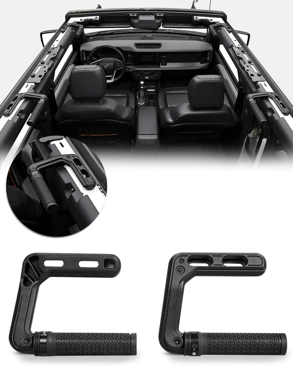 JROAD Bronco Aluminum Grab Handles Roll Bar Non-Slip Grip HandlesCompatible w...
