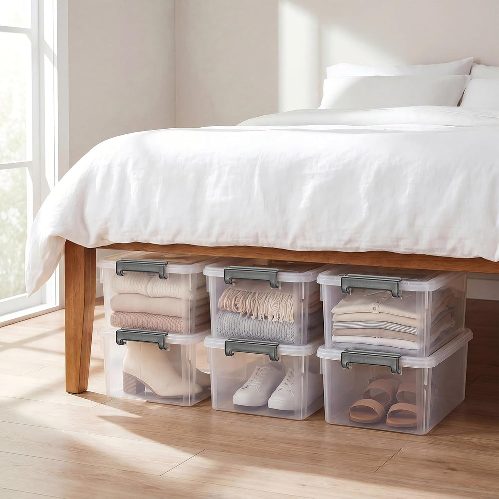 CITYLIFE 6 Packs 17 QT Plastic Storage Bins with Lids Large Stackable Storage...