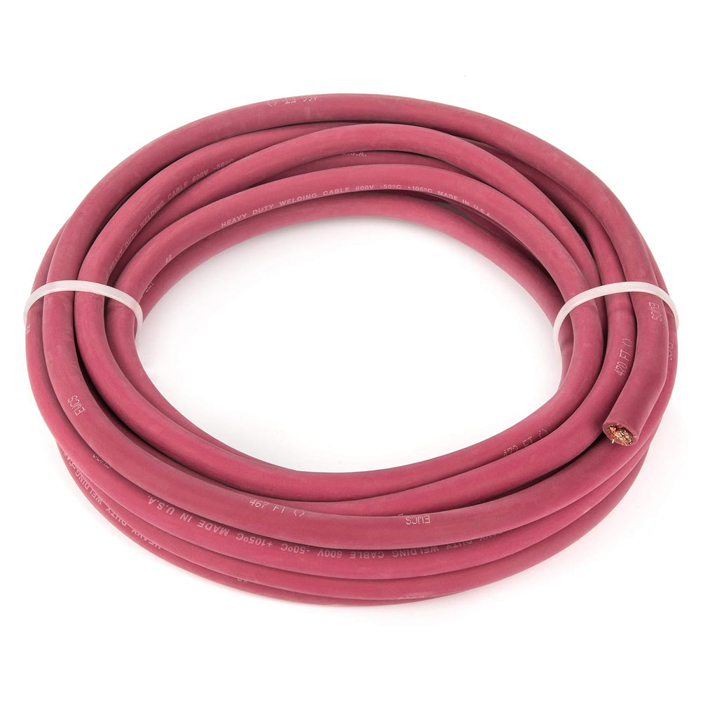 EWCS 2 Gauge Premium Extra Flexible Welding Cable 600 Volt - Red - 25 Feet - ...