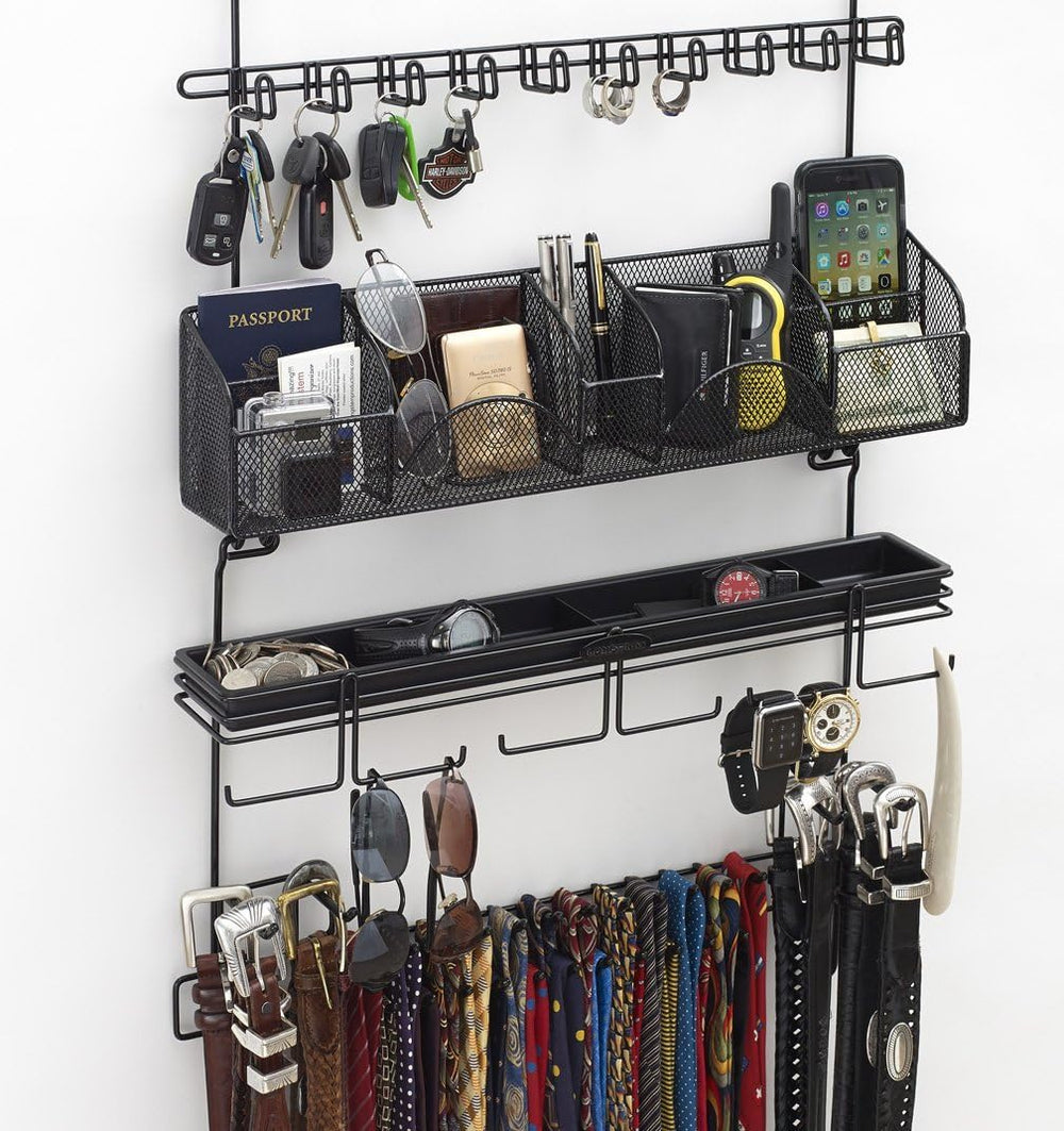 Over Door/Wall Tie & Belt Rack, Black, Men's