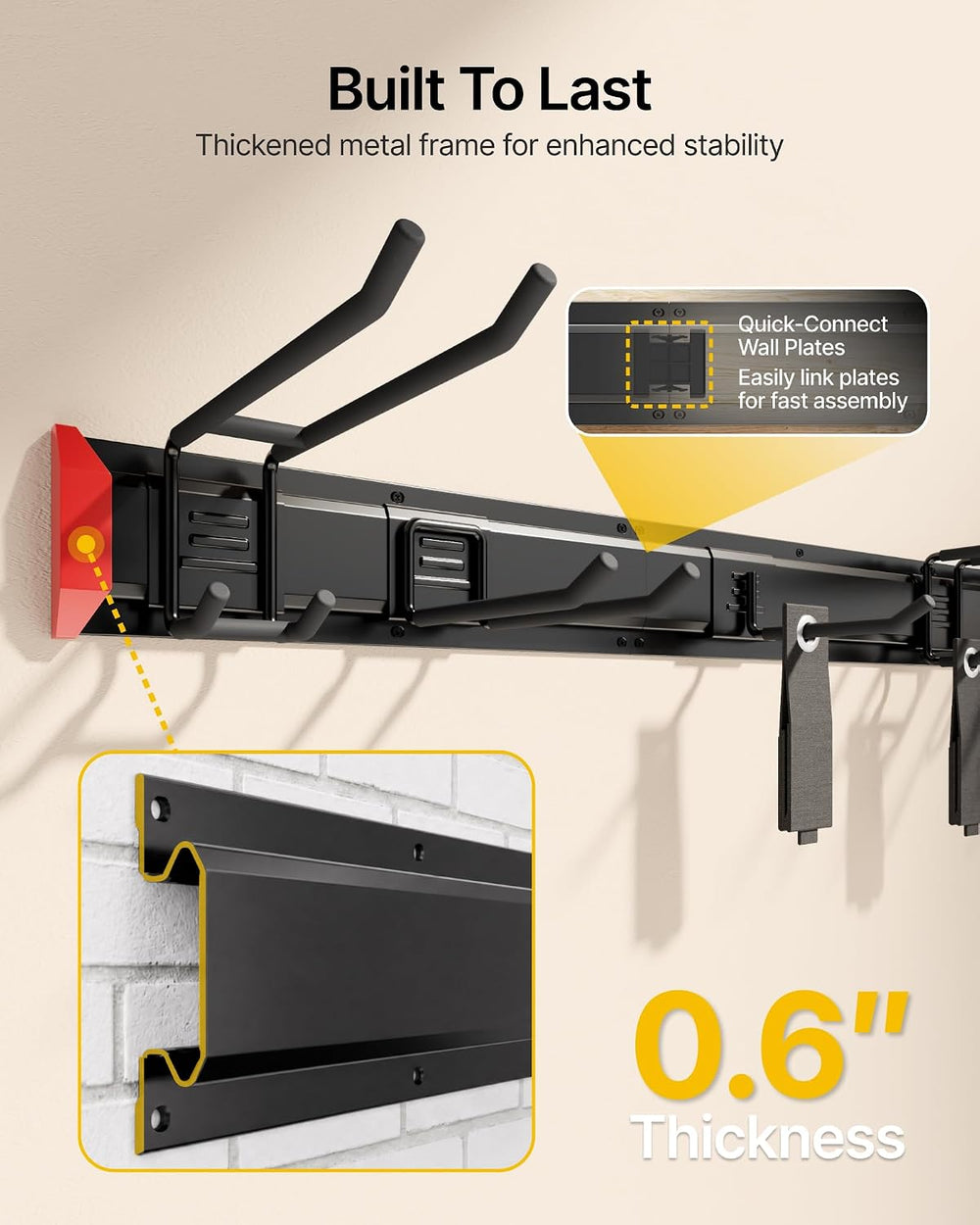 monTEK 48" Garage Tool Organizer Wall Mount, 500 LBS Heavy Duty Tool Rack
