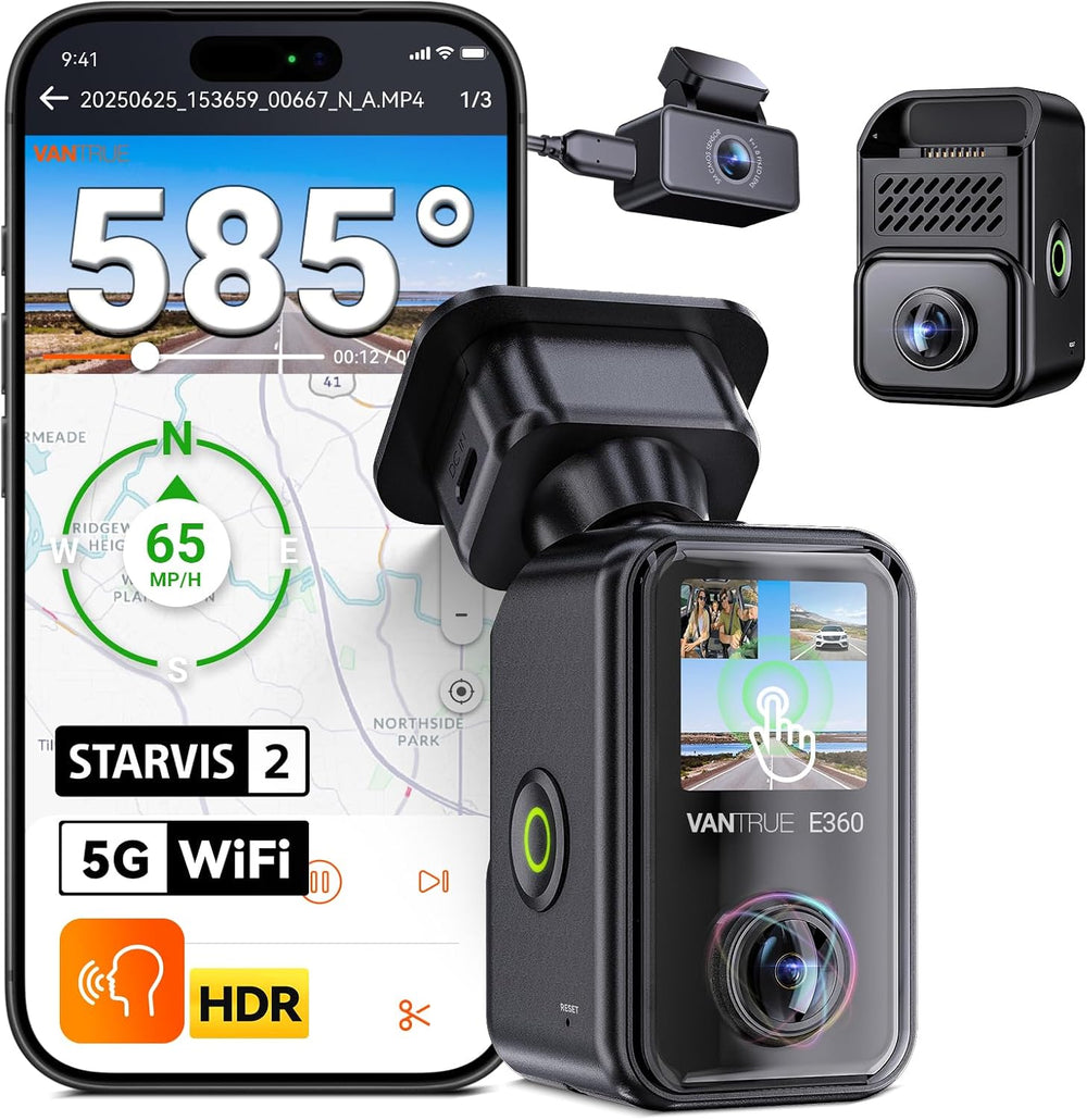 Vantrue E360 Plus All Channel Dash Cam 585ยฐ Fisheye