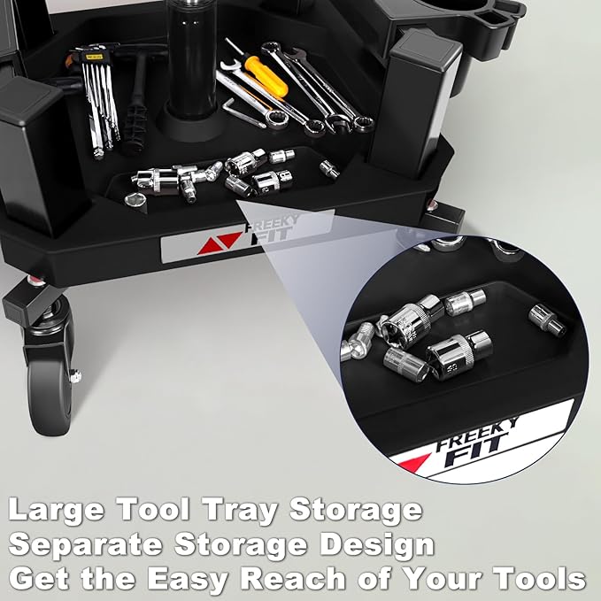 Rolling Stool with Wheels, Adjustable Shop Stool Mechanic Chair Seat Garage