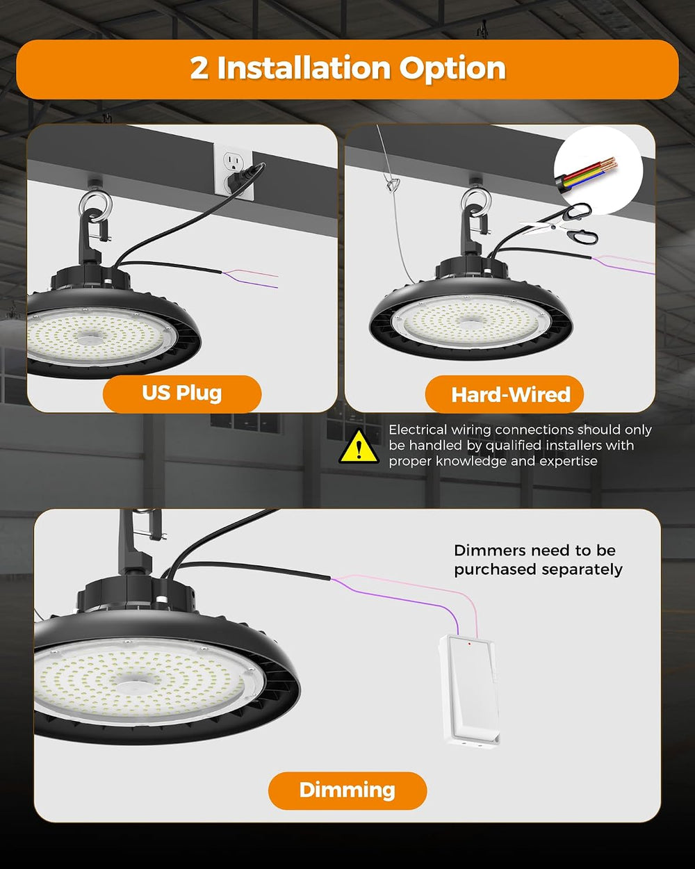AIKVSXER 180W UFO High Bay Light 32400LM 6000K, 1-10V Dimmable Shop Lights