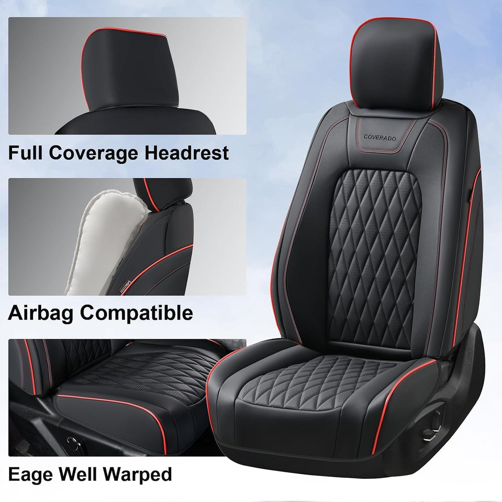 Coverado Leather Seat Covers Full Set for Ford F150F250F350F450(2015-2026)Wat...