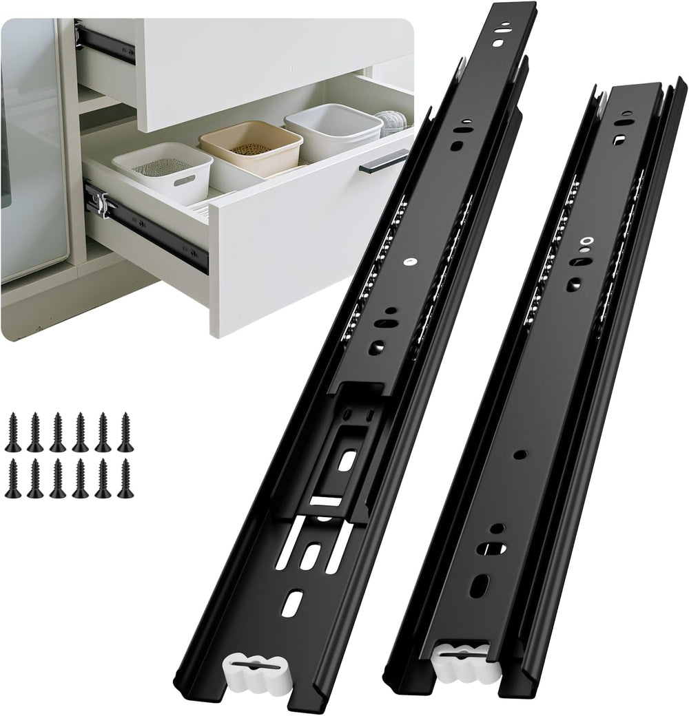 Black Heavy Duty Drawer Slides 14 Inch 10 Pairs Side Mount 100LB