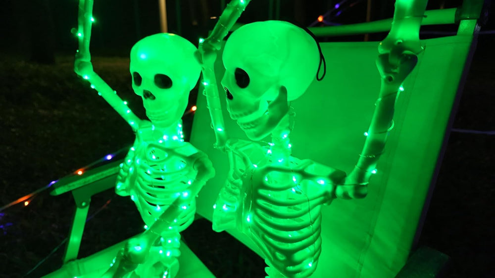 2Pack36 Halloween Light up Skeleton Deco(350 Green Lights,6H autoโOff)