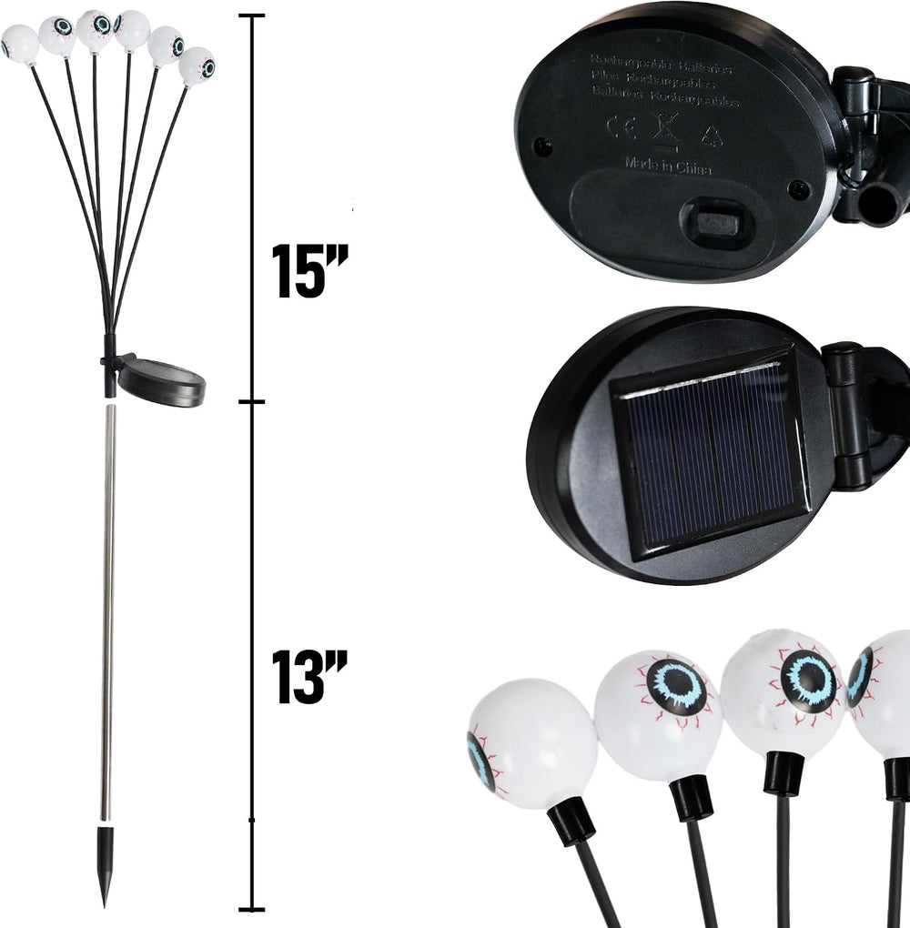 Dazzle Bright Halloween Decorations Outdoor, 6 Pack 36LED Solar Eyeball Pathw...