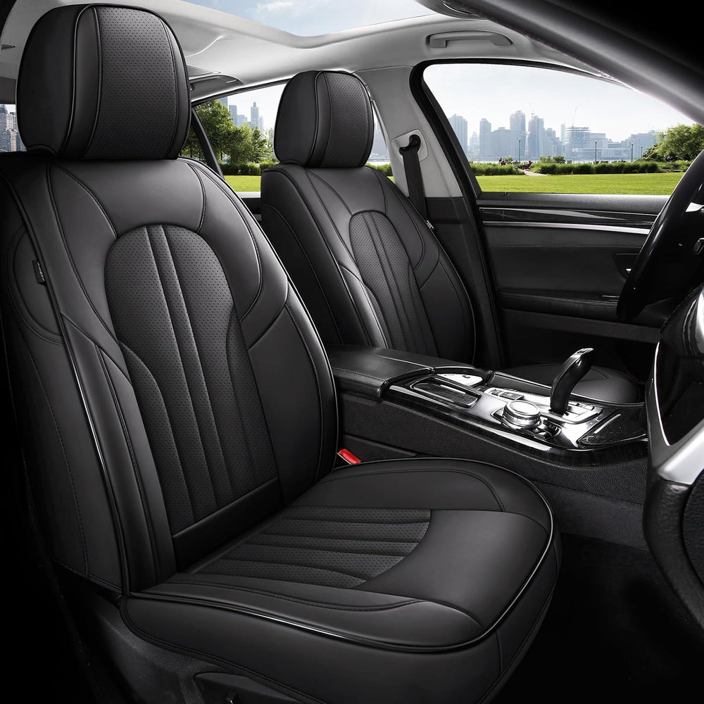 MINGBRON Car Seat Cover Full Set, Leather Car Seat Cover, Waterproof Seat Cov...
