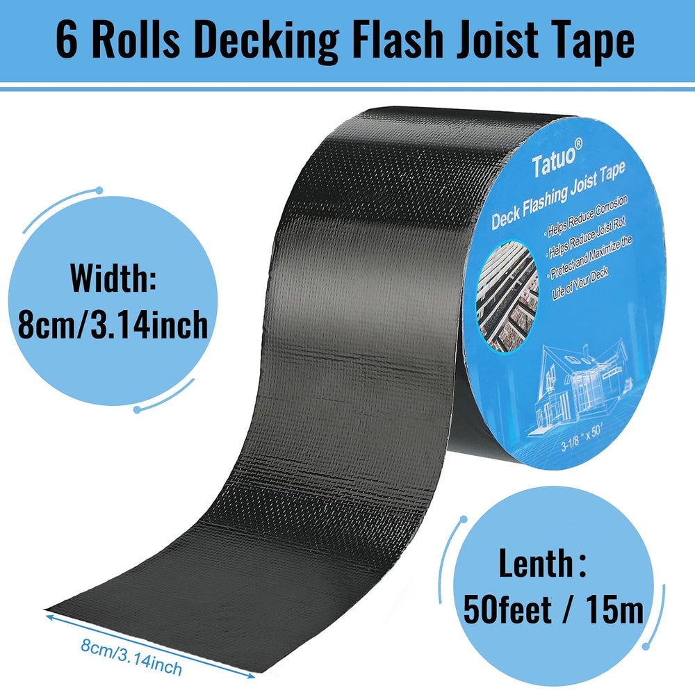 Tatuo 6 Rolls Deck Joist Tape for Decking, 3-1/8 Inch x 50 ft Flashing Tape