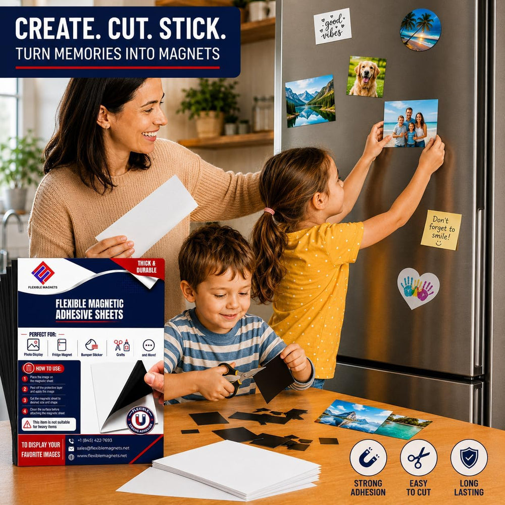 Flexible Magnet Sheet with Adhesive Backing, 20 Mil, 8.5" x 11", 50...