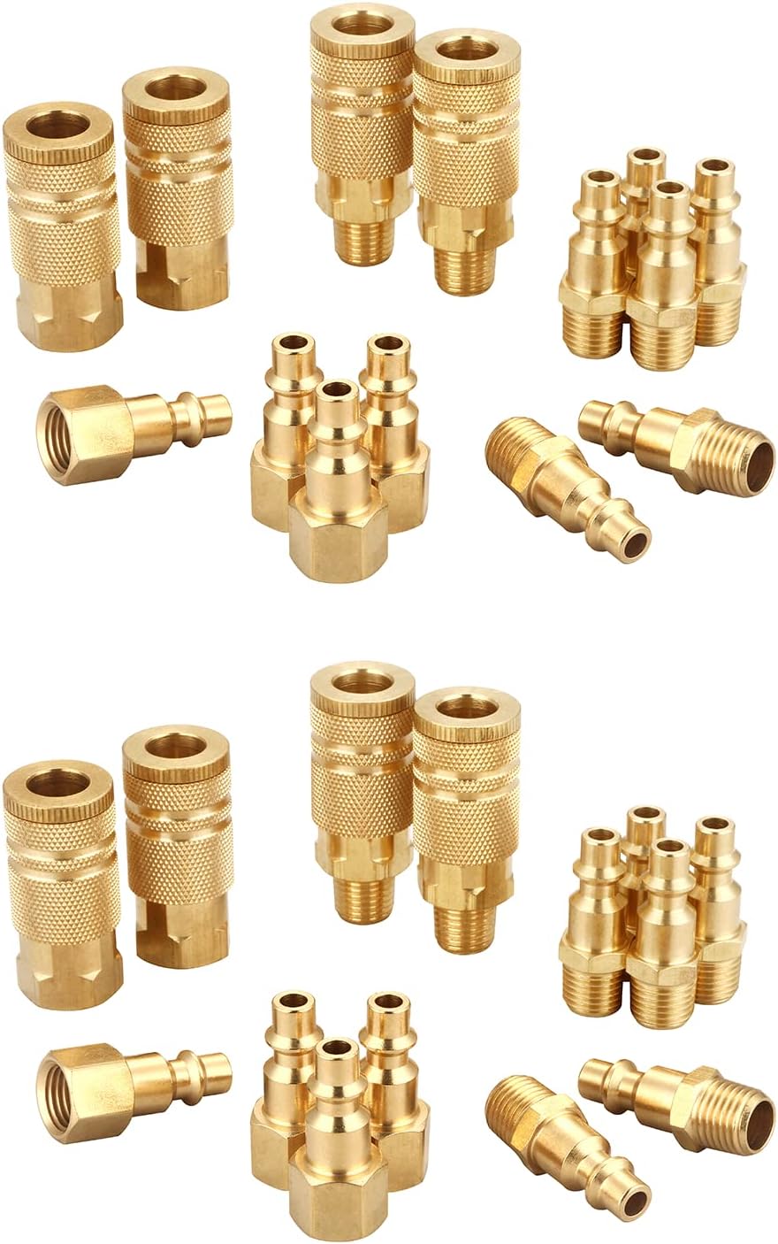 Industrial Brass Air Coupler & Plug Kit, 1/4" NPT